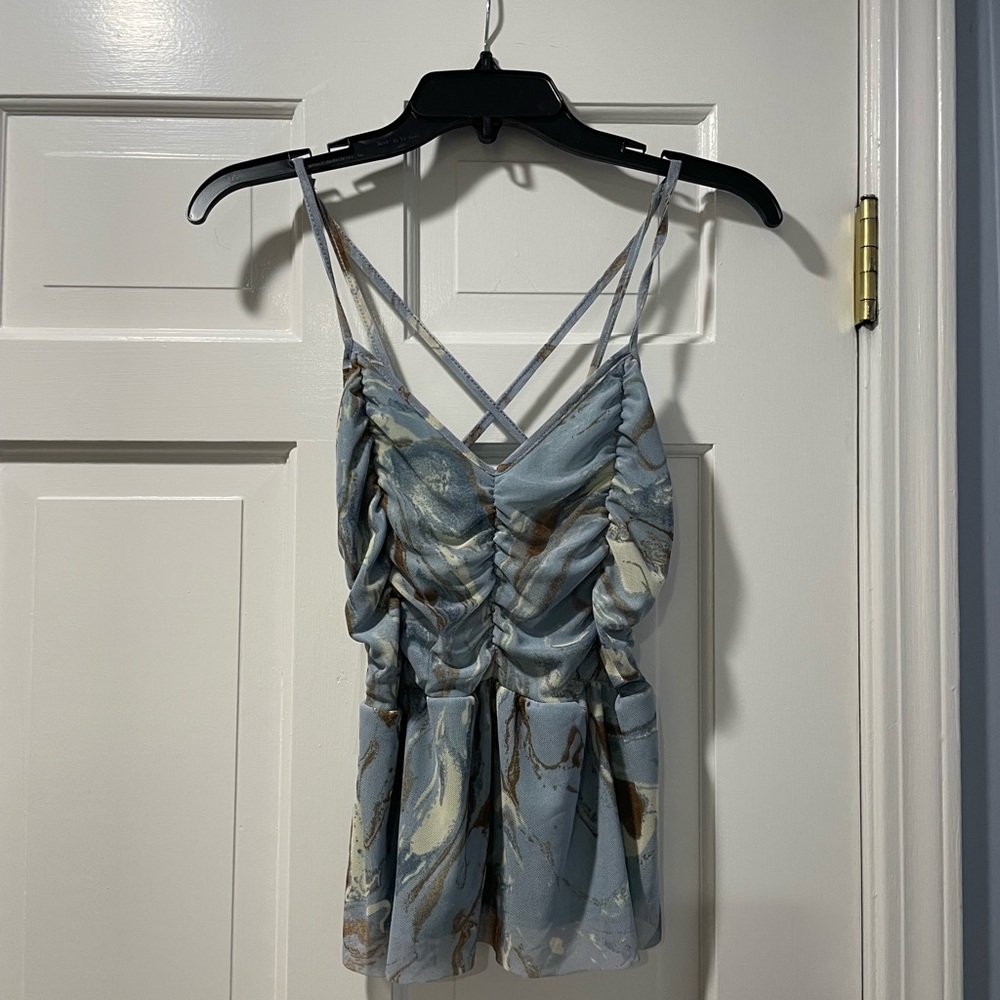 Moa Moa Blue and Brown Tank Top